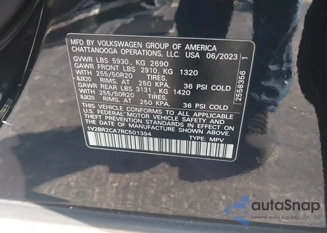 2024 Volkswagen Atlas 2.0T Sel from USA, damaged, VIN 1V2BR2CA7RC501394